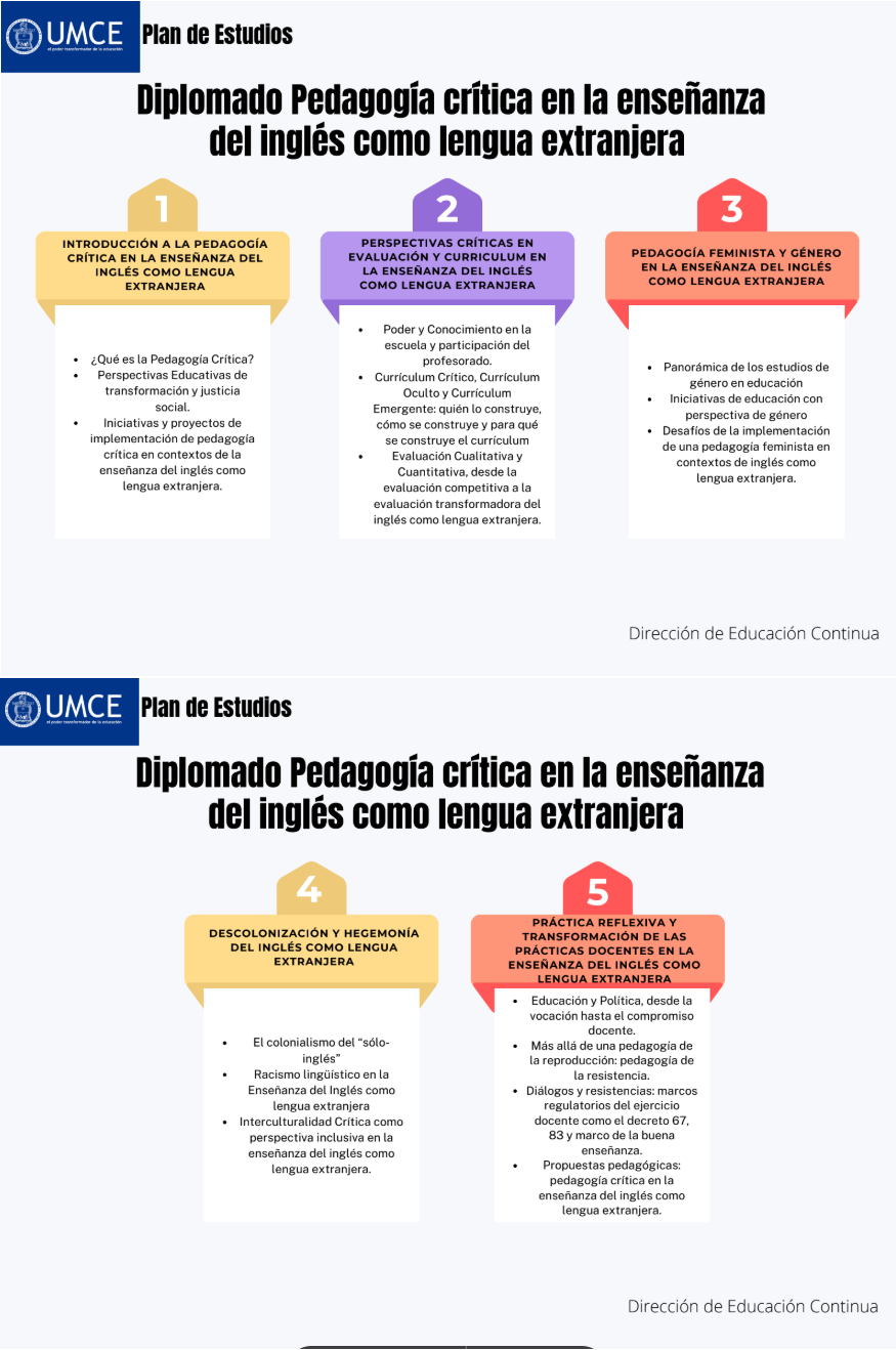 Plan de Estudios Pedagogía crítica en la enseñanza del inglés como lengua extranjera
